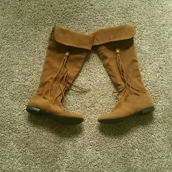 Brown knee- high faux leather boots - Picture 4 of 5